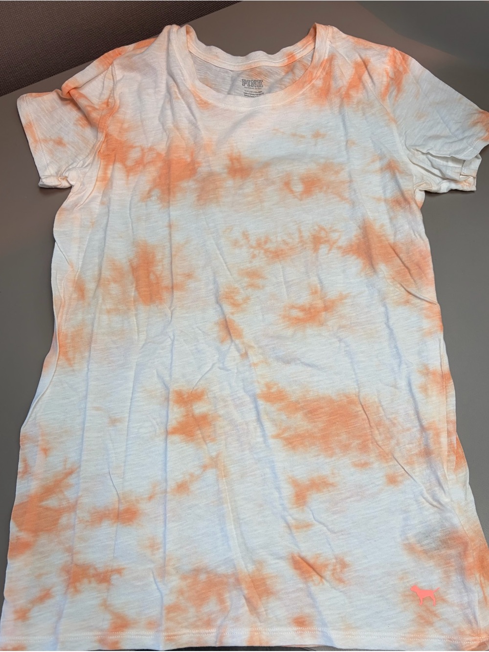 Victoria's Secret White Tee with Orange Tie-Dye